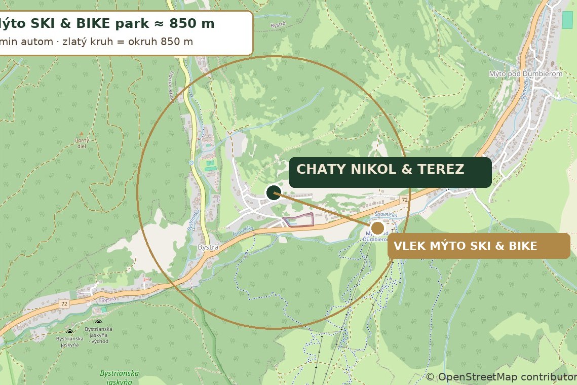 Mapa lokality — Chaty Nikol a Terez – Mýto pod Ďumbierom