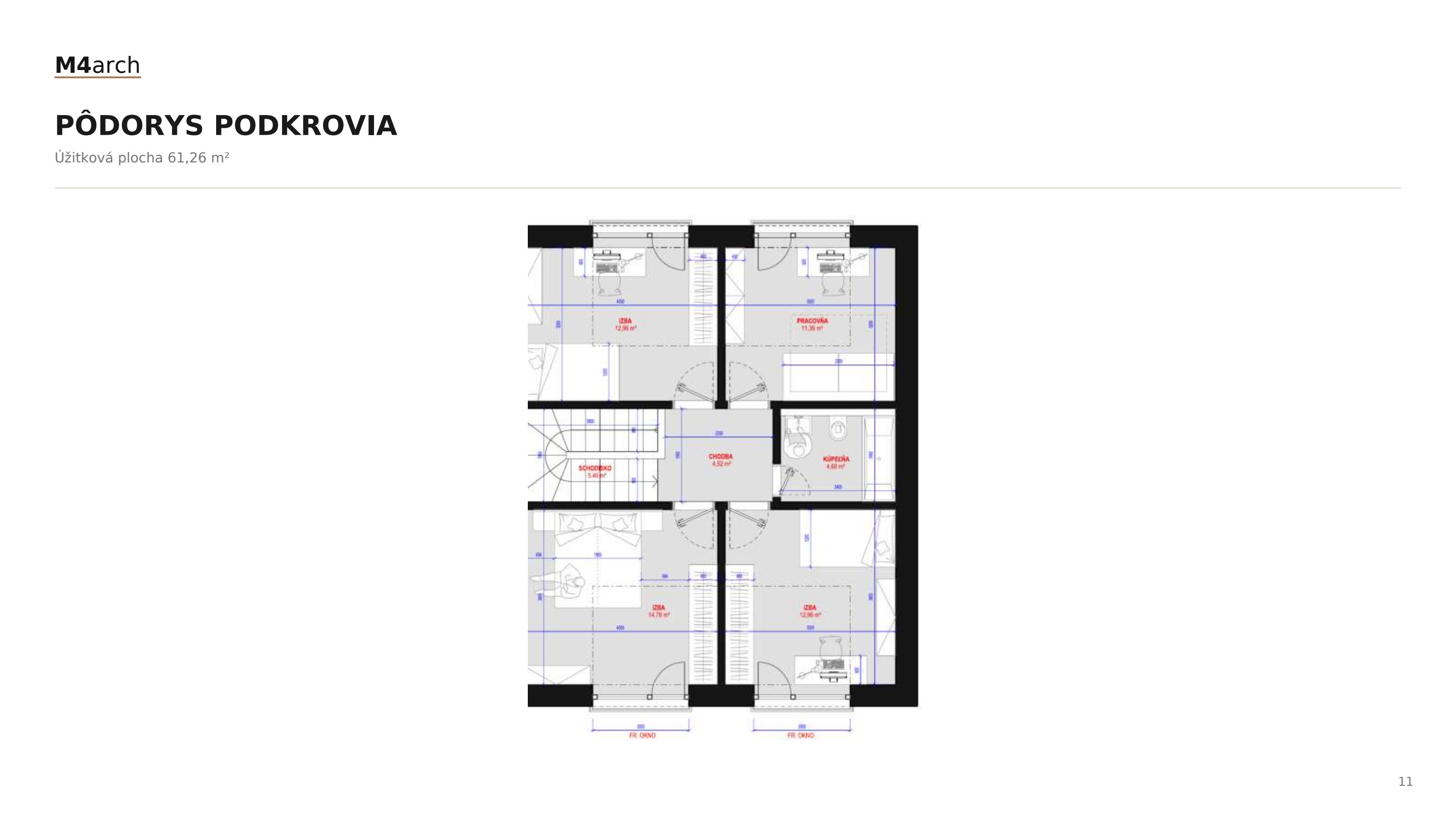 Pôdorys podkrovia — Grovina Residences II